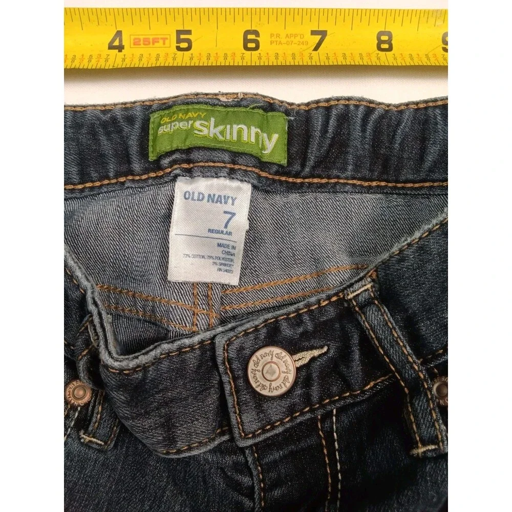 Old Navy Girls 7 Super Skinny Adjustable Waist Dark Blue Denim Jeans